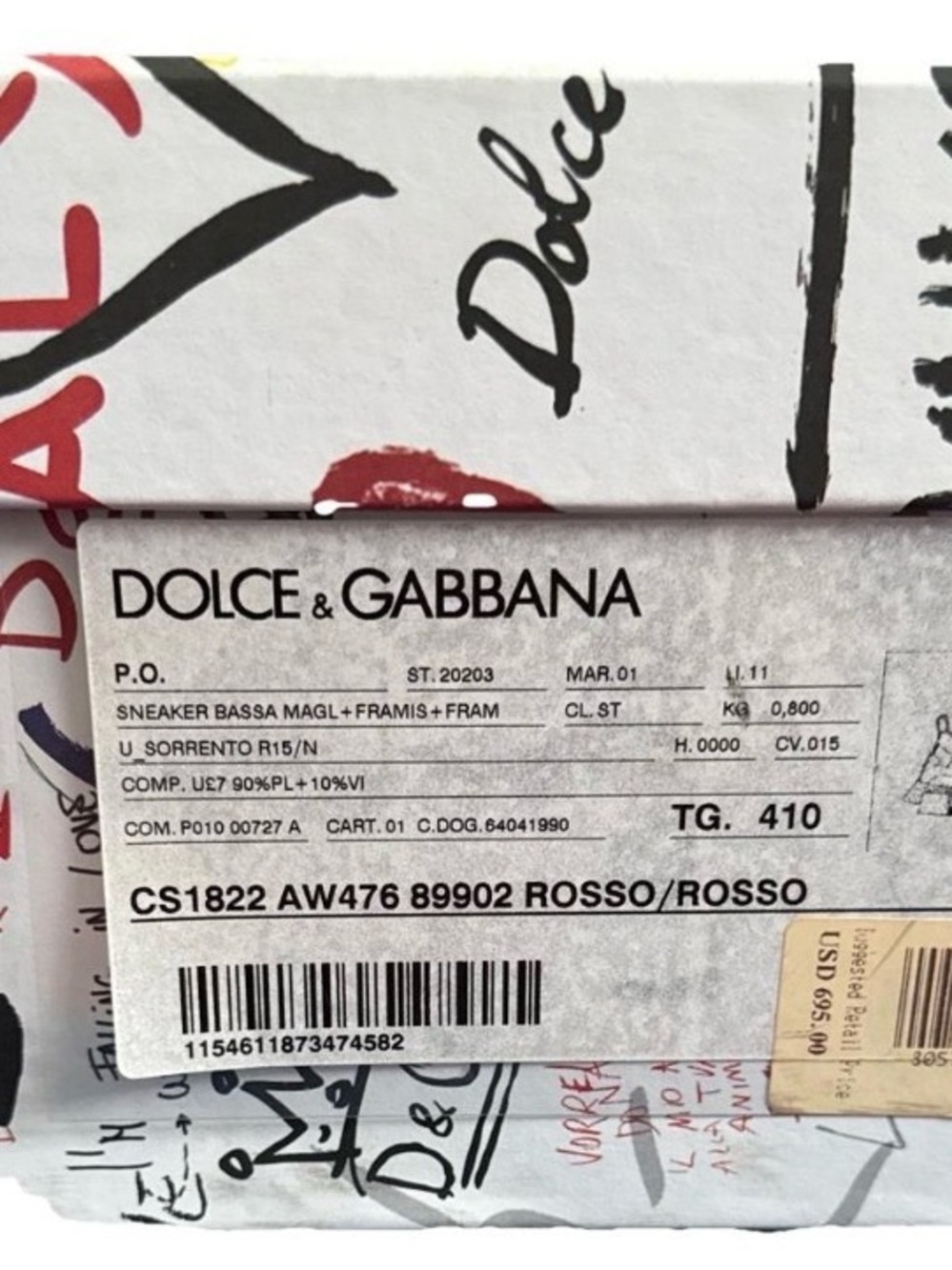 Dolce & Gabbana Red Sneakers (Rosso)